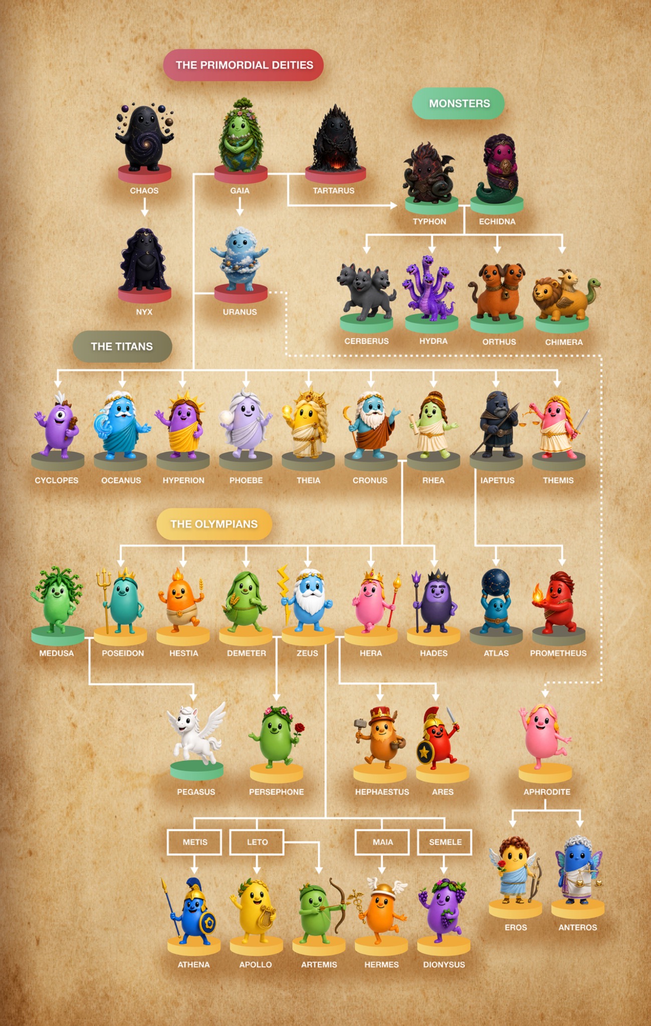The Greek dynasty and mythology family tree