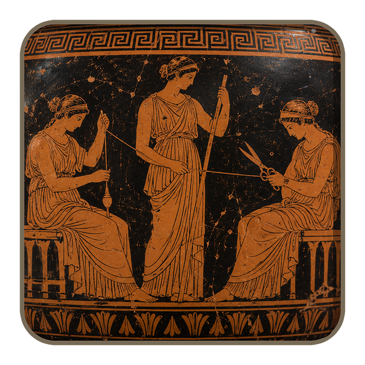 The Three Fates deciding destiny
