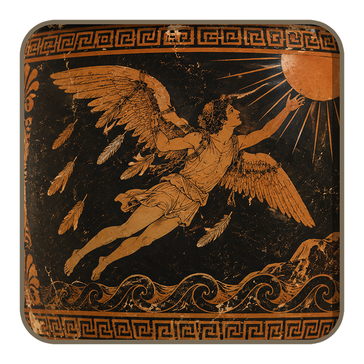 Daedalus mourning Icarus beside the sea