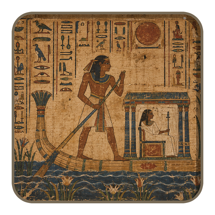 Mahaf carrying a traveller across the celestial waters