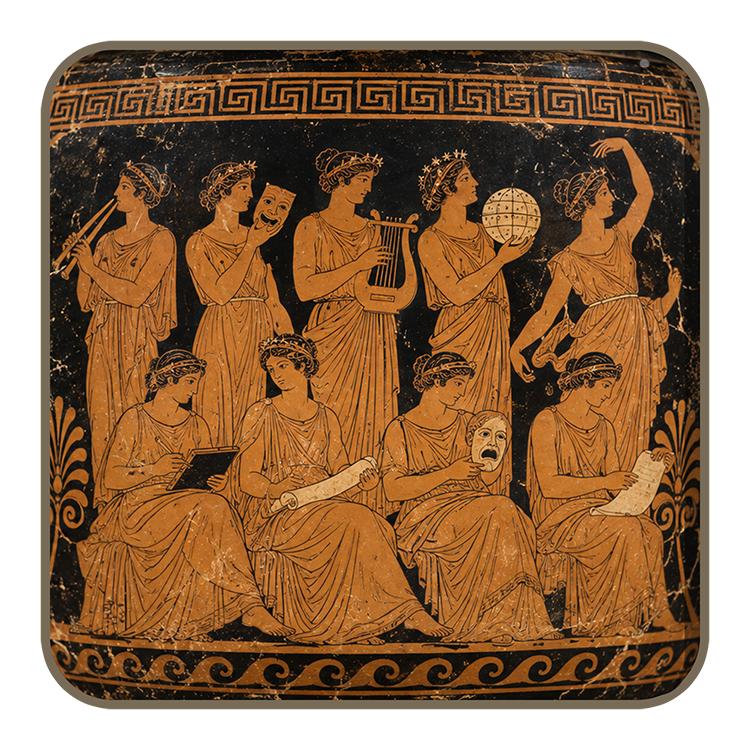 The Muses inspiring poetry, music and learning